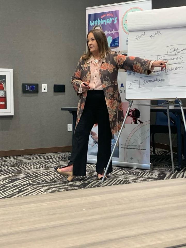 Ann McDonald trains mastermind on webinars and online sales